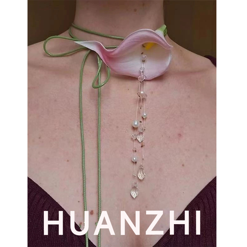 Flower Preservation Resin - HUANZHI-collar con colgante de cuentas de