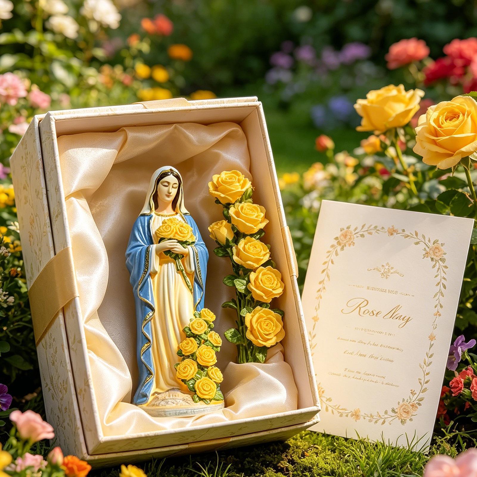 Resin Crafts - Estatua solar de la Virgen María,