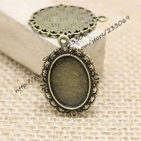 Bezels Set Pendant - 40 unids/lote aleación de bronce antiguo